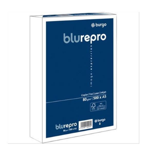 BURGO 1104470 CONFEZIONE 10 RISME CARTA FORMATO A5 PESO 80GR/M2 COLORE BIANCO